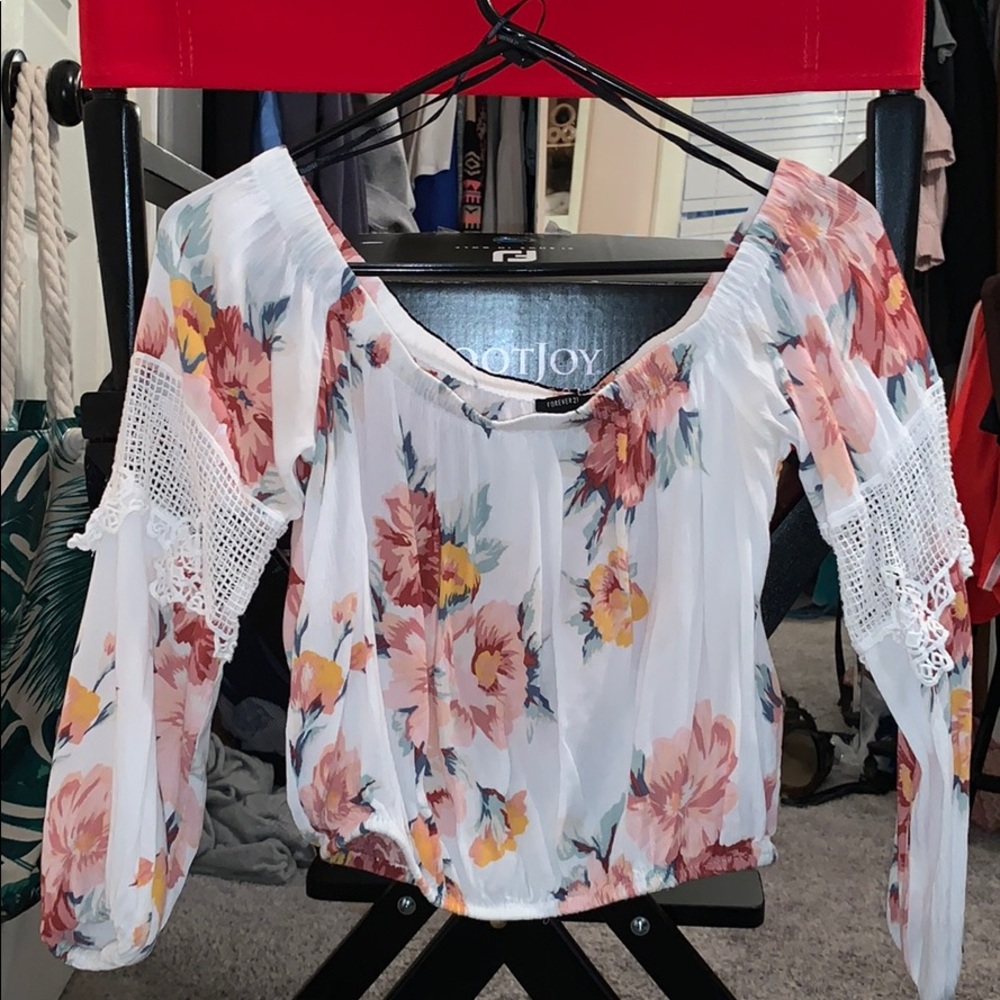 Off shoulder floral blouse